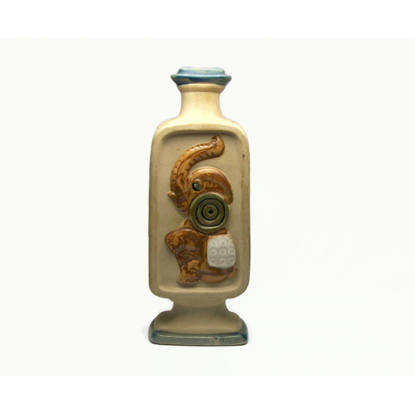 Vintage Genuine Stoneware Vase with Elephant Design Made in Japan 5.5 inch tall