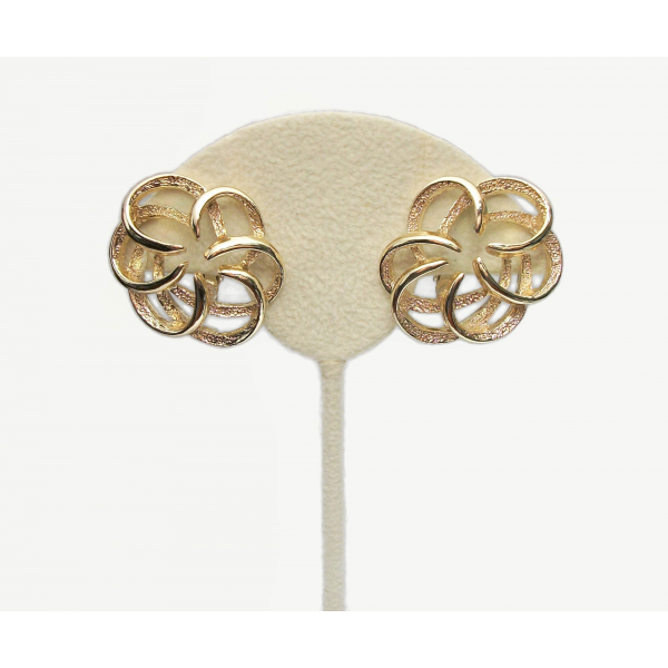 Vintage Sarah Coventry Openwork Gold Clip on Earrings Romantic Abstract Fanciful