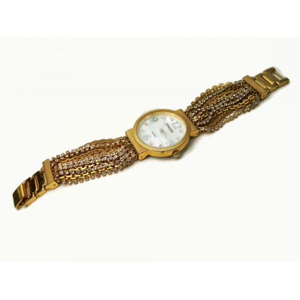 Vintage Chico's Gold Watch with Mother of Pearl Face and Crystal Chains ...