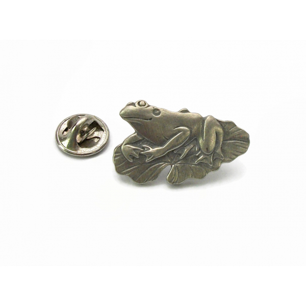 Vintage Pewter Frog Pin Lapel Pin Tie Tack Small Toad Pin Brooch Silver Pewter
