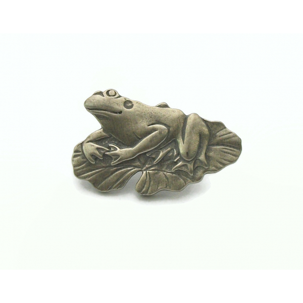 Vintage Pewter Frog Pin Lapel Pin Tie Tack Small Toad Pin Brooch Silver Pewter