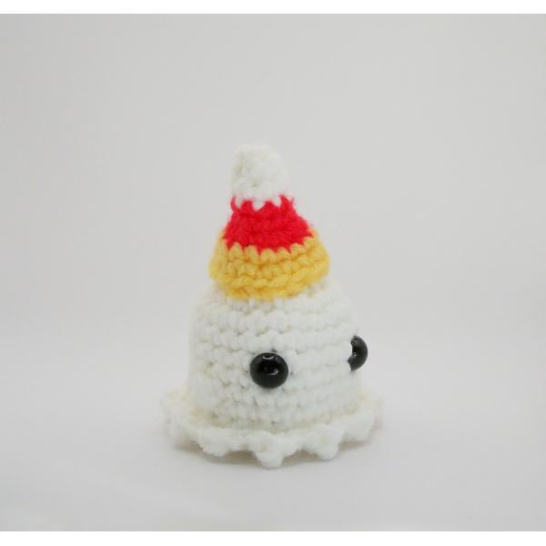 Amigurumi Ghost with Candy Corn Hat Small Crochet Ghost Halloween Decor