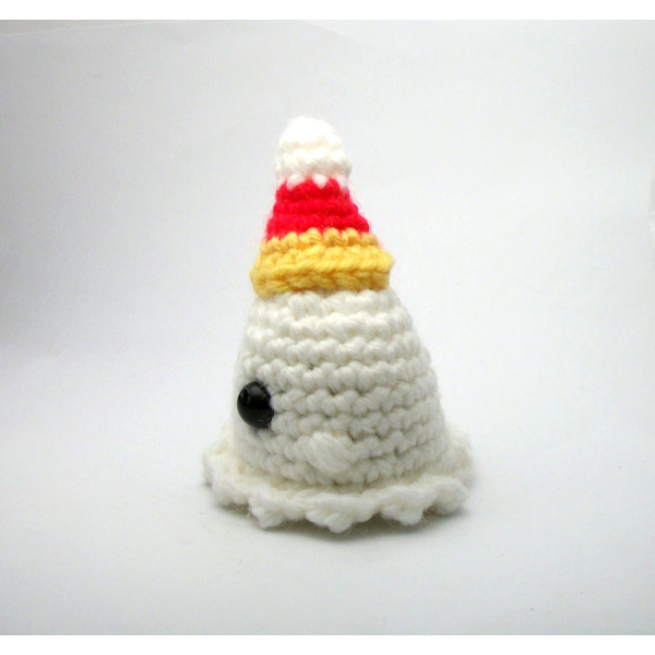 Amigurumi Ghost with Candy Corn Hat Small Crochet Ghost Halloween Decor