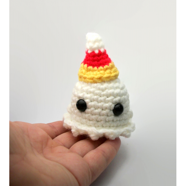 Amigurumi Ghost with Candy Corn Hat Small Crochet Ghost Halloween Decor