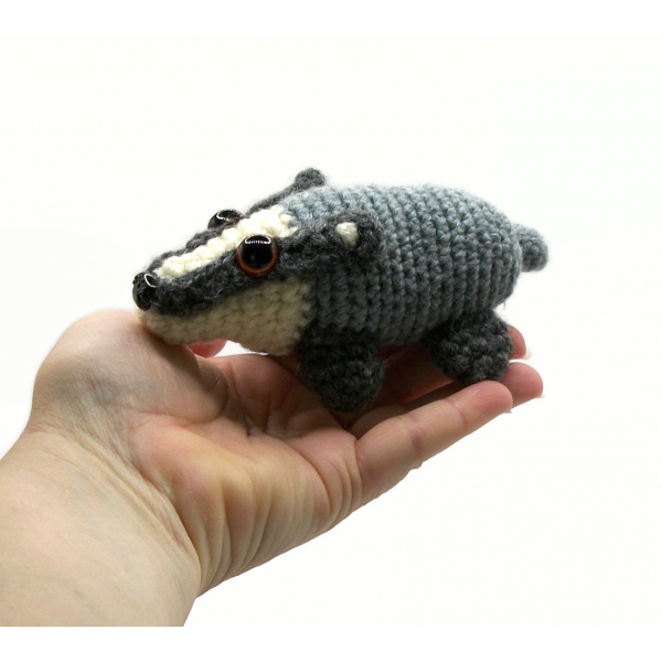 Amigurumi Badger Crochet Plushie Pocket Badger Baby Badger Handmade Animal