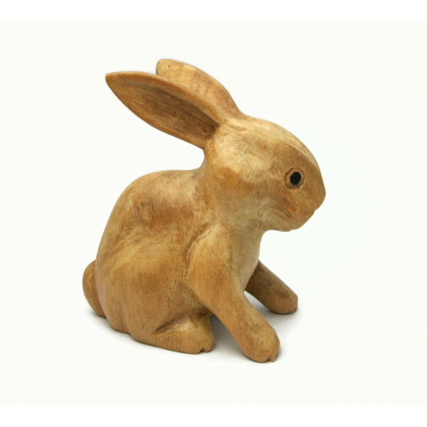 Hand Carved Wood Rabbit Bunny Signed and Dated by Artist 2011 Judy Derench