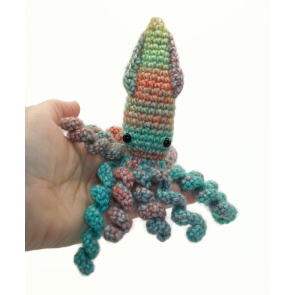 Amigurumi Crochet Squid Small Stuffed Animal Plushie Desk Decor Pocket Buddy Rai
