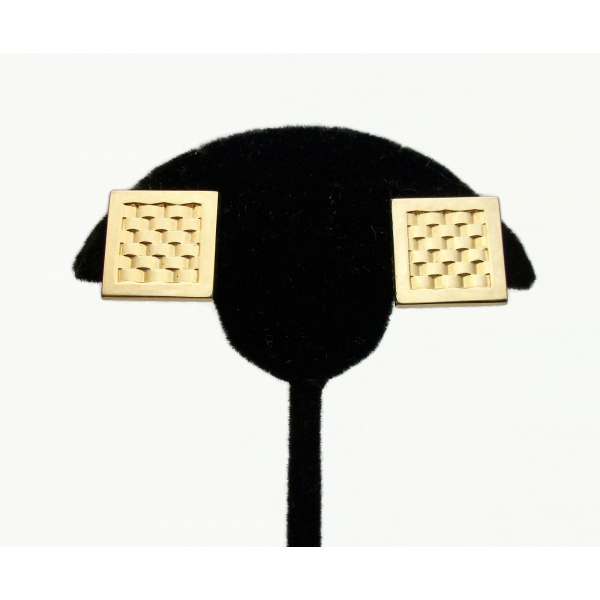 Vintage Geometric Gold Square Earrings Screw Back Clip on Earrings Geometric