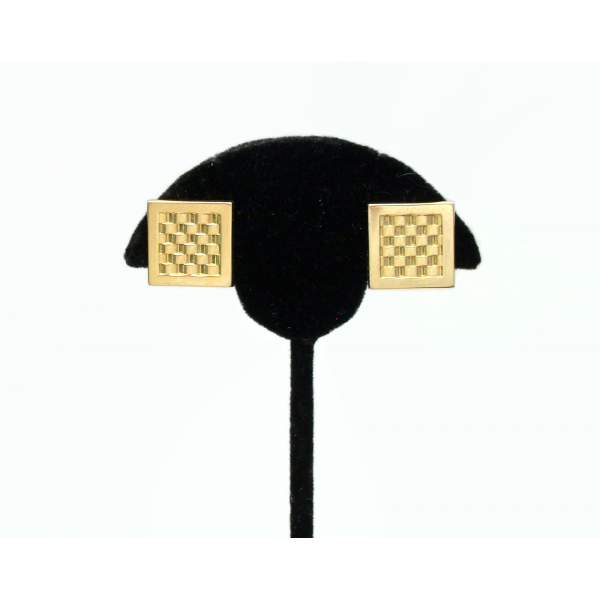 Vintage Geometric Gold Square Earrings Screw Back Clip on Earrings 1950s 50s