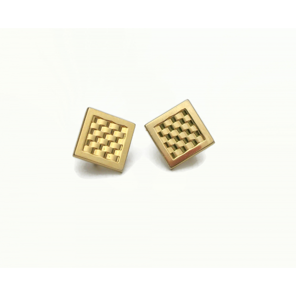 Vintage Geometric Gold Square Earrings Screw Back Clip on Earrings Geometric 50s
