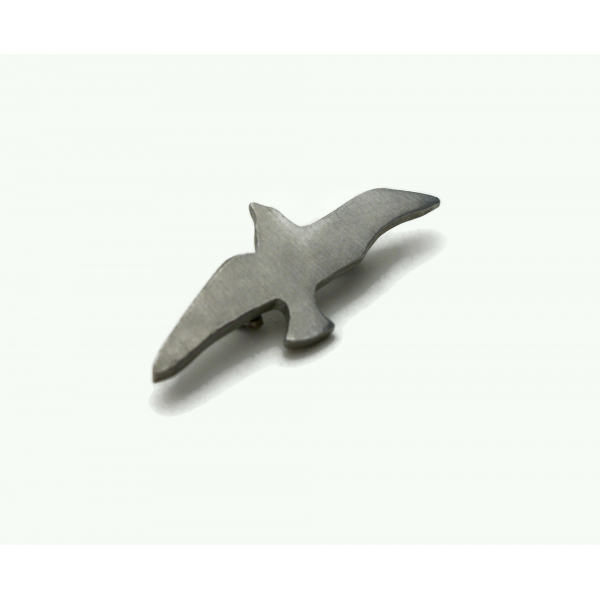Vintage Pewter Seagull Brooch Minimalist Silver Bird Pin Lapel Pin Flying Bird
