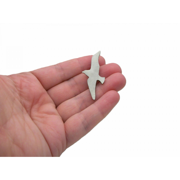 Vintage Pewter Seagull Brooch Minimalist Silver Bird Pin Lapel Pin Flying Bird