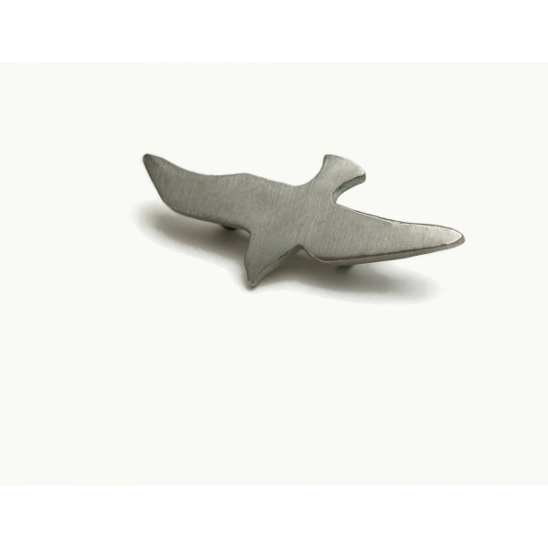 Vintage Pewter Seagull Brooch Minimalist Silver Bird Pin Lapel Pin Flying Bird