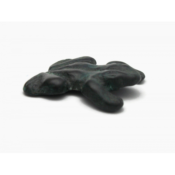 Vintage Green Metal Frog Figurine or Paperweight Small Collectible Worry Toad