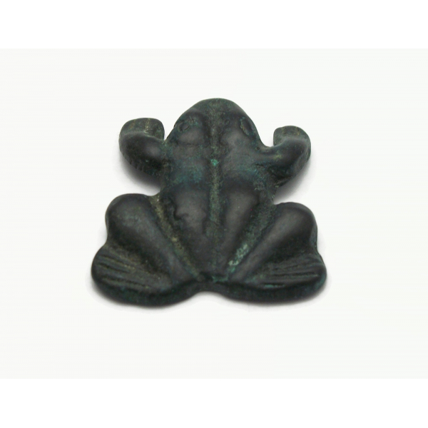 Vintage Green Metal Frog Figurine or Paperweight Small Collectible Worry Toad