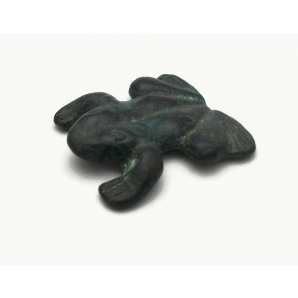 Vintage Green Metal Frog Figurine or Paperweight Small Collectible Worry Toad