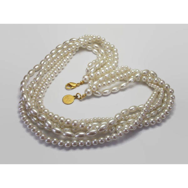 Vintage Anne Klein II Multistrand Pearl Necklace 19 inch Five Strands Bride