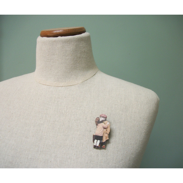 Vintage Boy and Girl Kissing Pin Brooch Lapel Pin Romantic Cute Kids