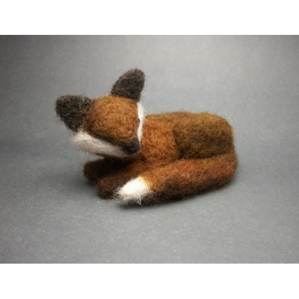 Needle Felted Fox  Small Needlefelted Sleeping Sleepy Fox Soft Sculpture