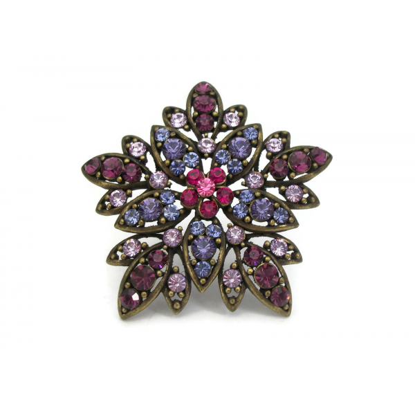 Purple rhinestone brooch