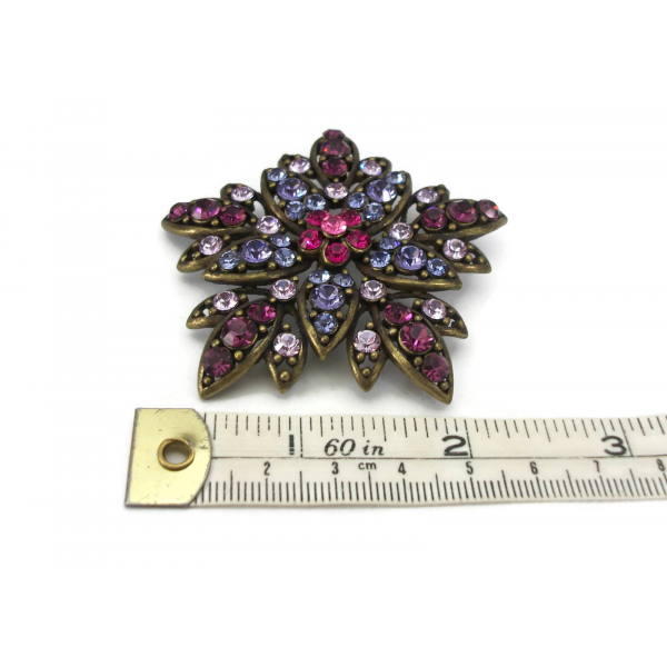 Purple Rhinestone Brooch Purple Crystal Brooch Floral Star Shape Pin Lapel Pin