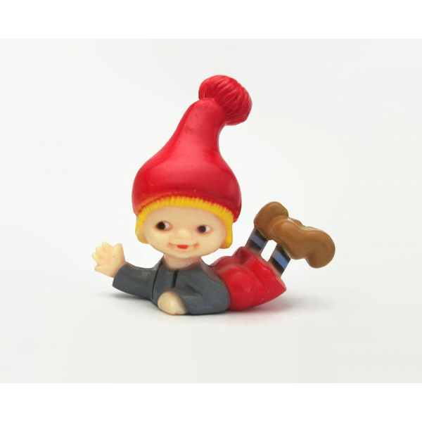 Vintage Hard Plastic Elf Figurine Made in Hong Kong Gnome Dwarf Christmas Decor