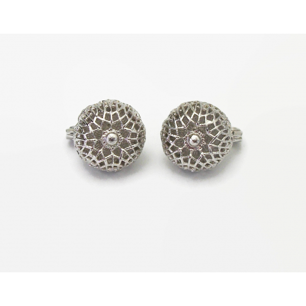 Vintage Monet Silver Filigree Clip on Earrings 1/2 inch diameter