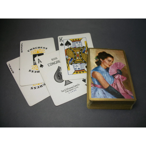 Vintage Congress Standard Playing Cards Spanish Lady Woman with Lace Fan