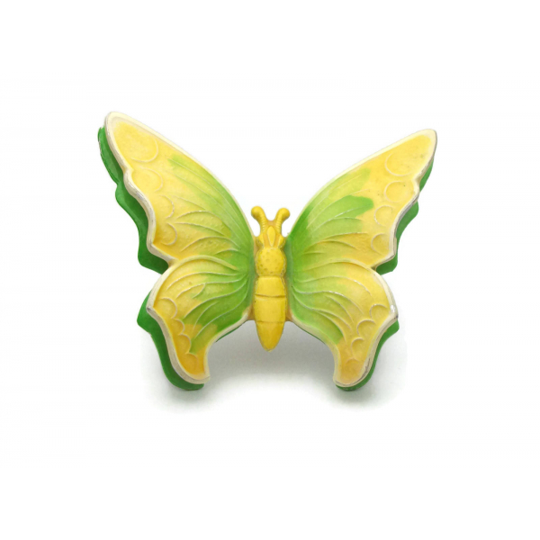 Vintage Butterfly Brooch Yellow and Green Made in West Germany