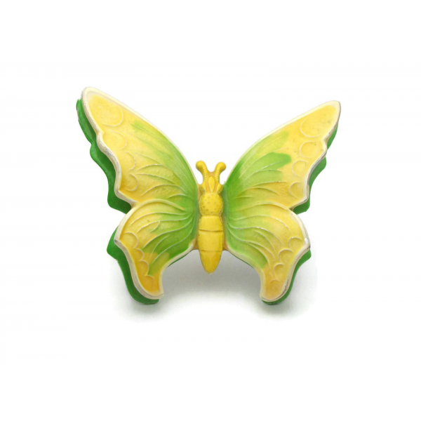 Vintage Bright Yellow and Chartreuse Green Butterfly Brooch Made in West Germany