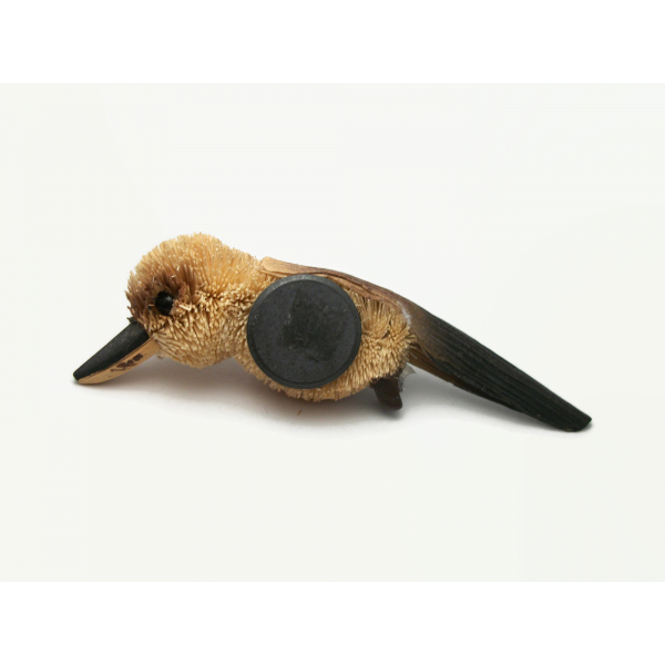 Vintage Bottle Brush and Corn Husk Kookaburra Bird Magnet Refrigerator Magnet