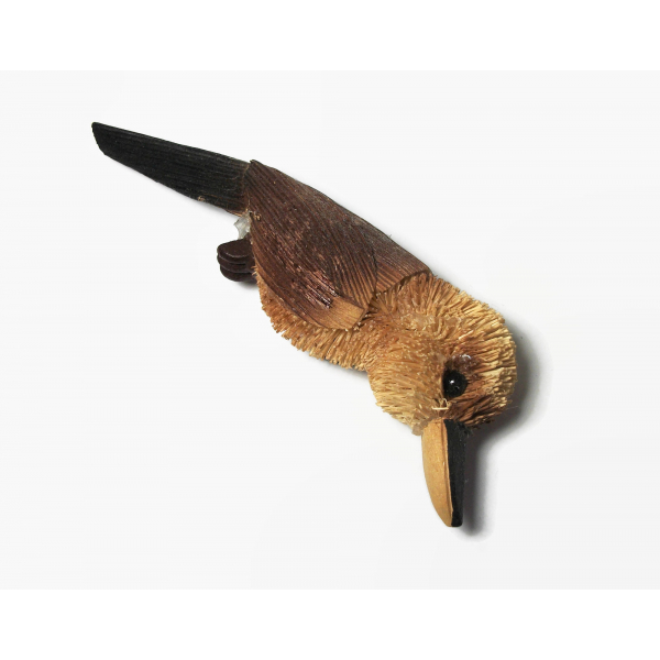 Vintage Bottle Brush and Corn Husk Kookaburra Bird Magnet Refrigerator Magnet