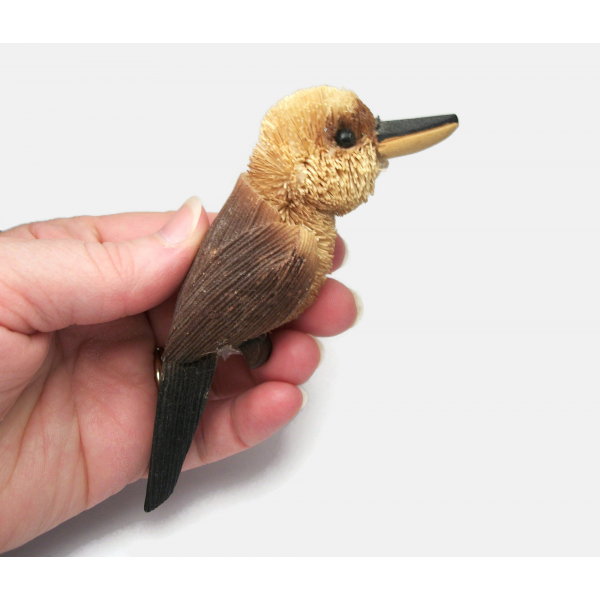 Vintage Bottle Brush and Corn Husk Kookaburra Bird Magnet Refrigerator Magnet