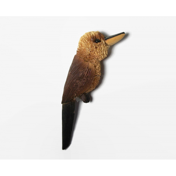 Vintage Bottle Brush and Corn Husk Kookaburra Bird Magnet Refrigerator Magnet