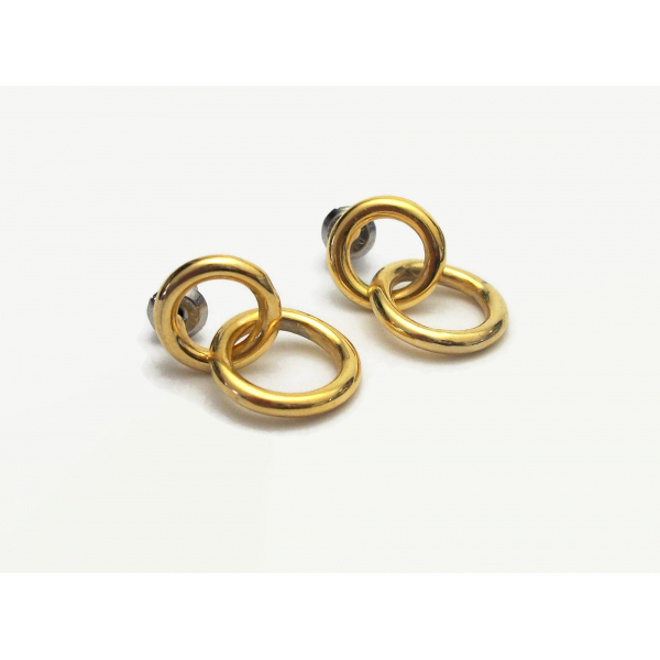 Vintage Dama Gold Rings Earrings Small Hoop Dangle Earrings Minimalist Geometric