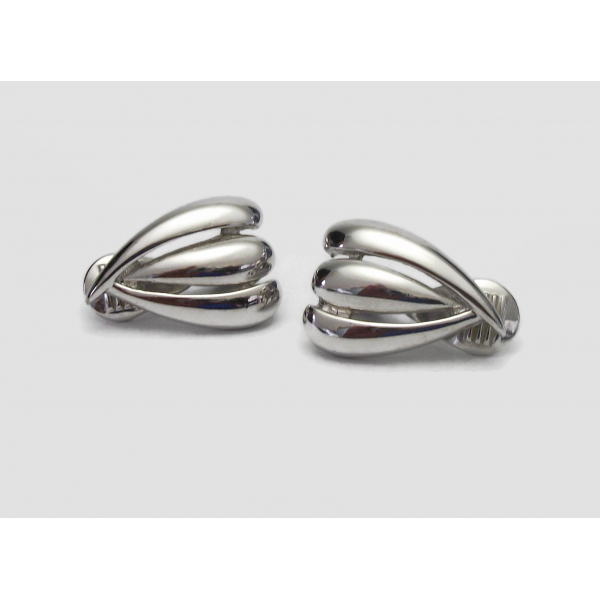 Vintage Monet Silver Clip on Earrings Signed Jewelry