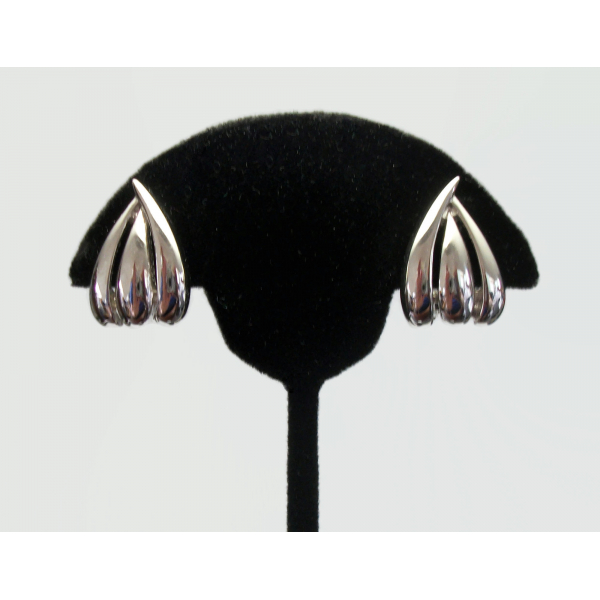 Vintage Monet Silver Clip on Earrings Signed Jewelry