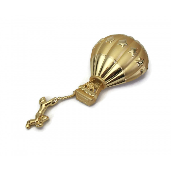Vintage Signed AJC Hot Air Balloon Brooch  Gold Tone Funny Whimsical Jewelry