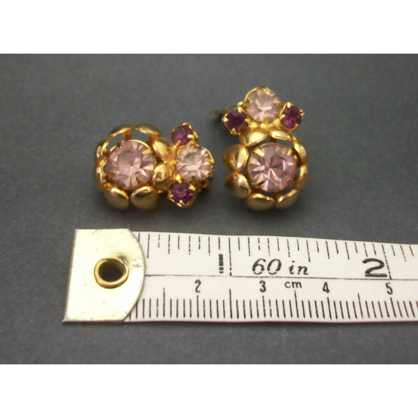 Vintage Faux Amethyst Crystals Gold Tone Clip on Earrings Purple ...