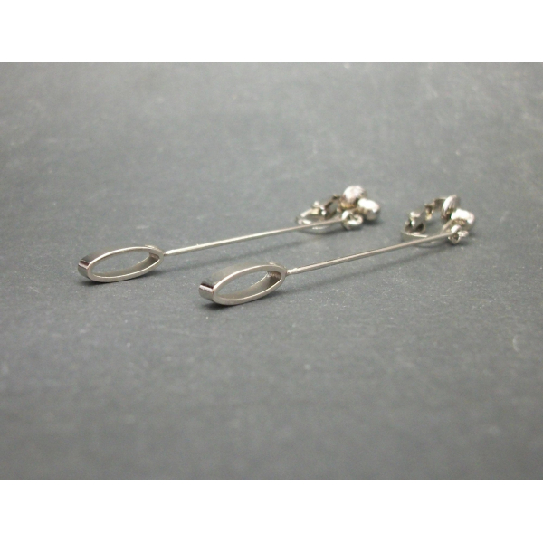 Minimalist Long Silver Pendulum Dangle Drop Clip on Earrings