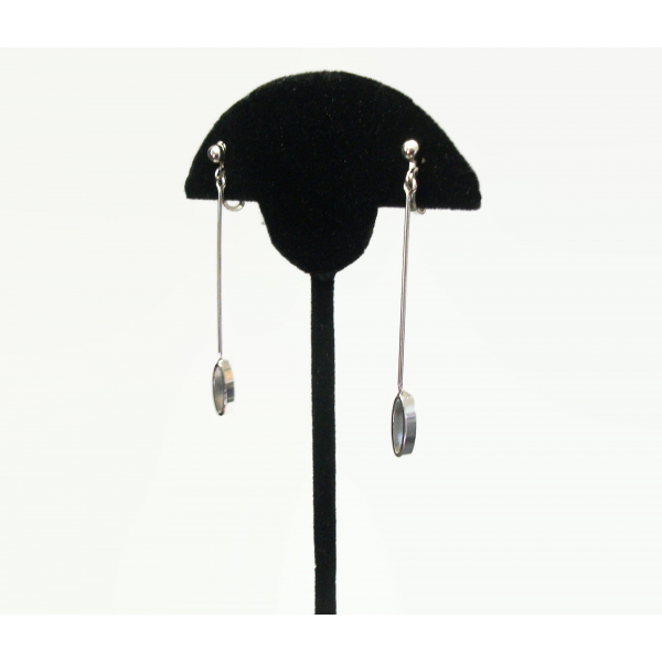 minimalist long silver dangle clip on earrings
