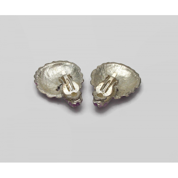 Vintage Purple and Silver Tone Animal Stripe Doorknocker Clip on Earrings