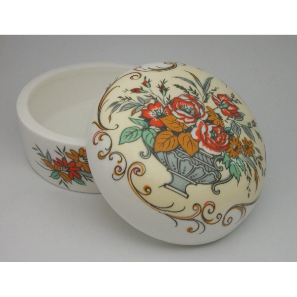 Vintage Sandford Fine Bone China Trinket Box Made in England Floral Flower