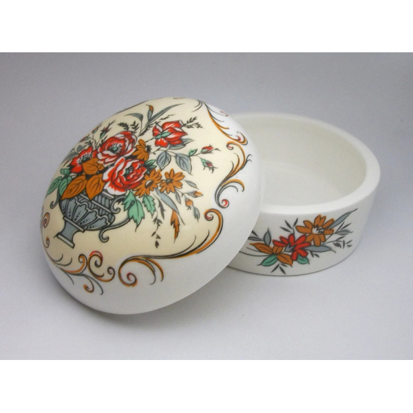Vintage Sandford Fine Bone China Trinket Box Made in England Floral Flower