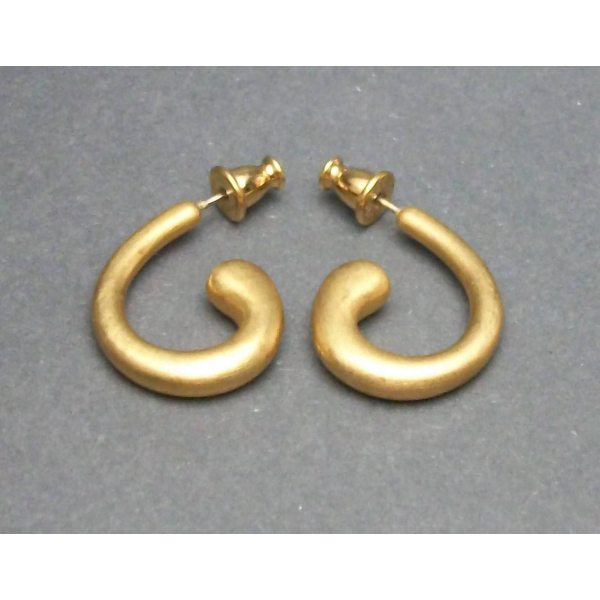 Vintage Monet Gold Tone Curl Hoop Earrings Gold Swirl Hoops