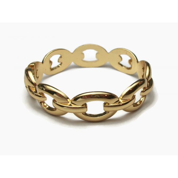 Vintage Gold Chain Link Bangle Bracelet US Size 7 Inch Hinged Bangle Clamper