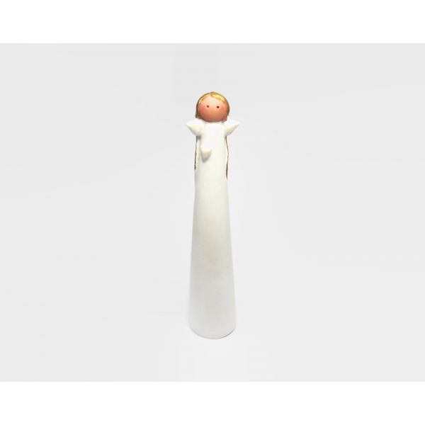 Tiny Angel 4 1/4 inch tall Thin Angel Figurine White Resin Angel with Tiny Wings