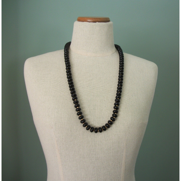 Vintage Napier Black and Gold Chunky Beaded Necklace 30 inch