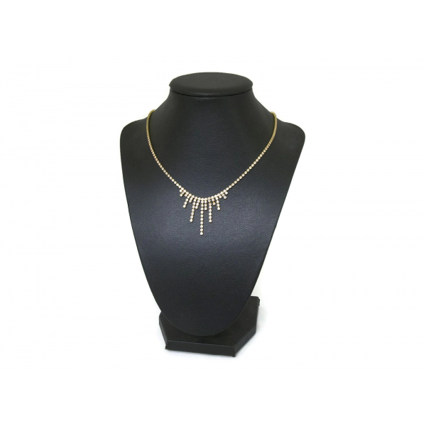 Vintage Monet Clear Rhinestone Fringe Necklace Dainty Wedding Bridal Jewelry