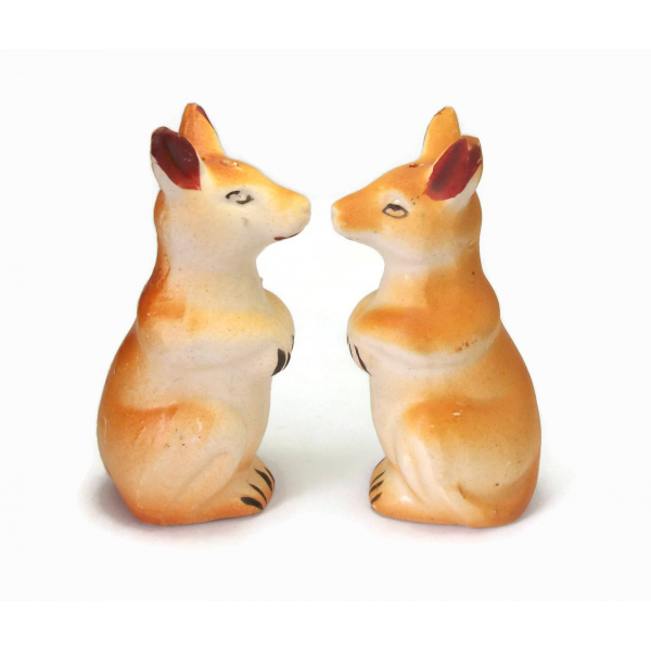 Vintage 50s Ceramic Kangaroo Salt and Pepper Shakers Made in Japan Kitchen Decor